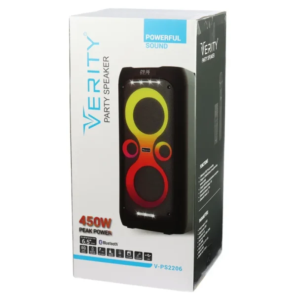 اسپیکر بلوتوثی قابل حمل Verity مدل V-PS2206 + میکروفن بیسیم و ریموت